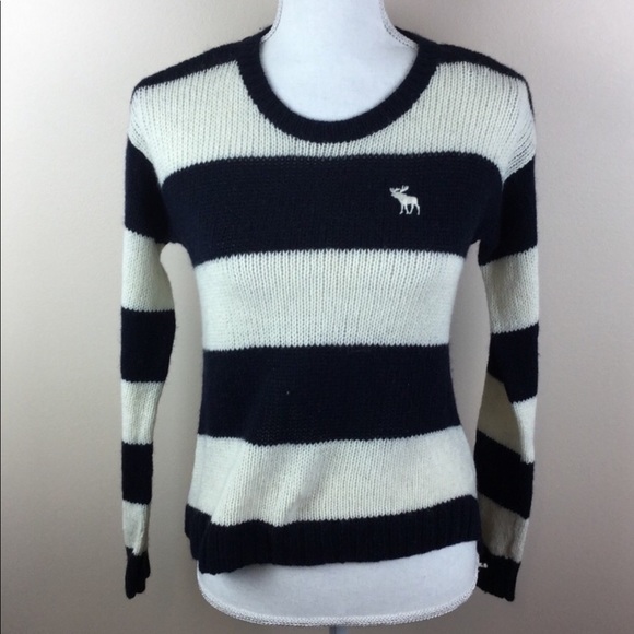 Abercrombie & Fitch Sweaters - New Blue Cream Stripe Sweater XS